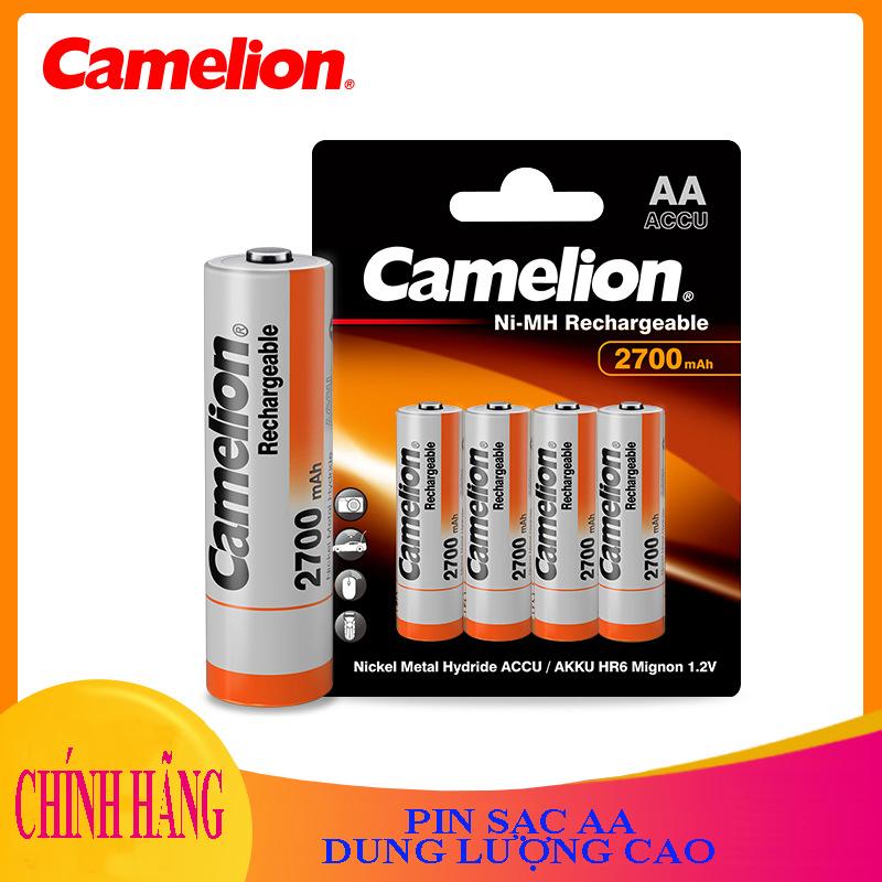 Bộ 04 viên pin sạc AA Camelion, pin AA 2700mAh - mẫu mới, hàng chuẩn