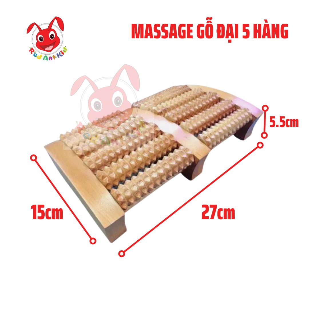 Bàn lăn gỗ massage chân 6 hàng 31x24x6cm - giúp lưu thông máu thiết kế đơn giản, tiện lợi sử dụng.