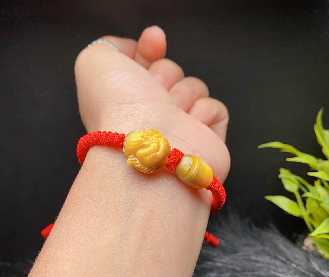 Vòng đeo tay tết dây vải mix hồ ly phong thủy đá mắt hổ