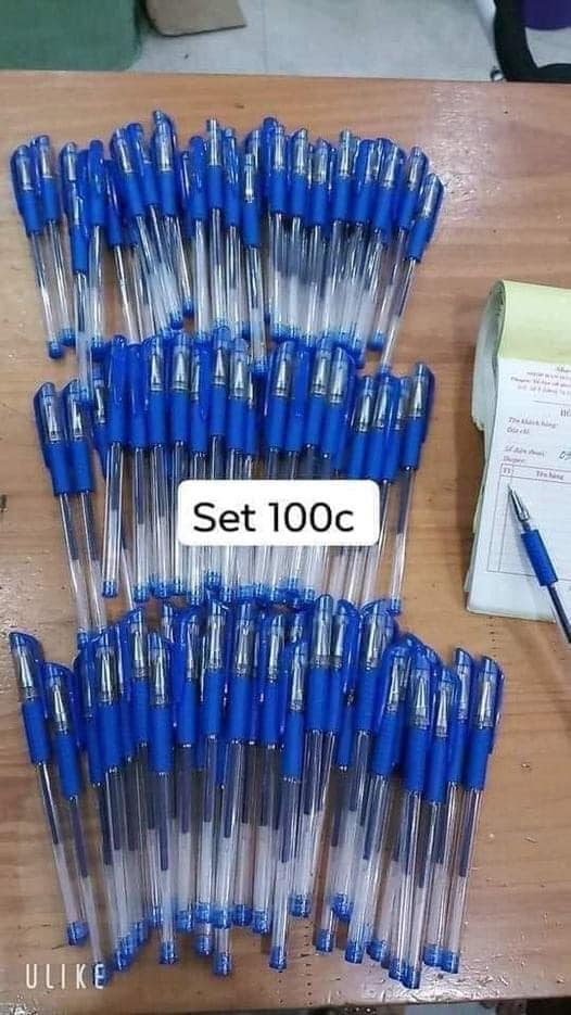 Bút Bi Nước 1k, mực đều xanh đen, đỏ, tím -