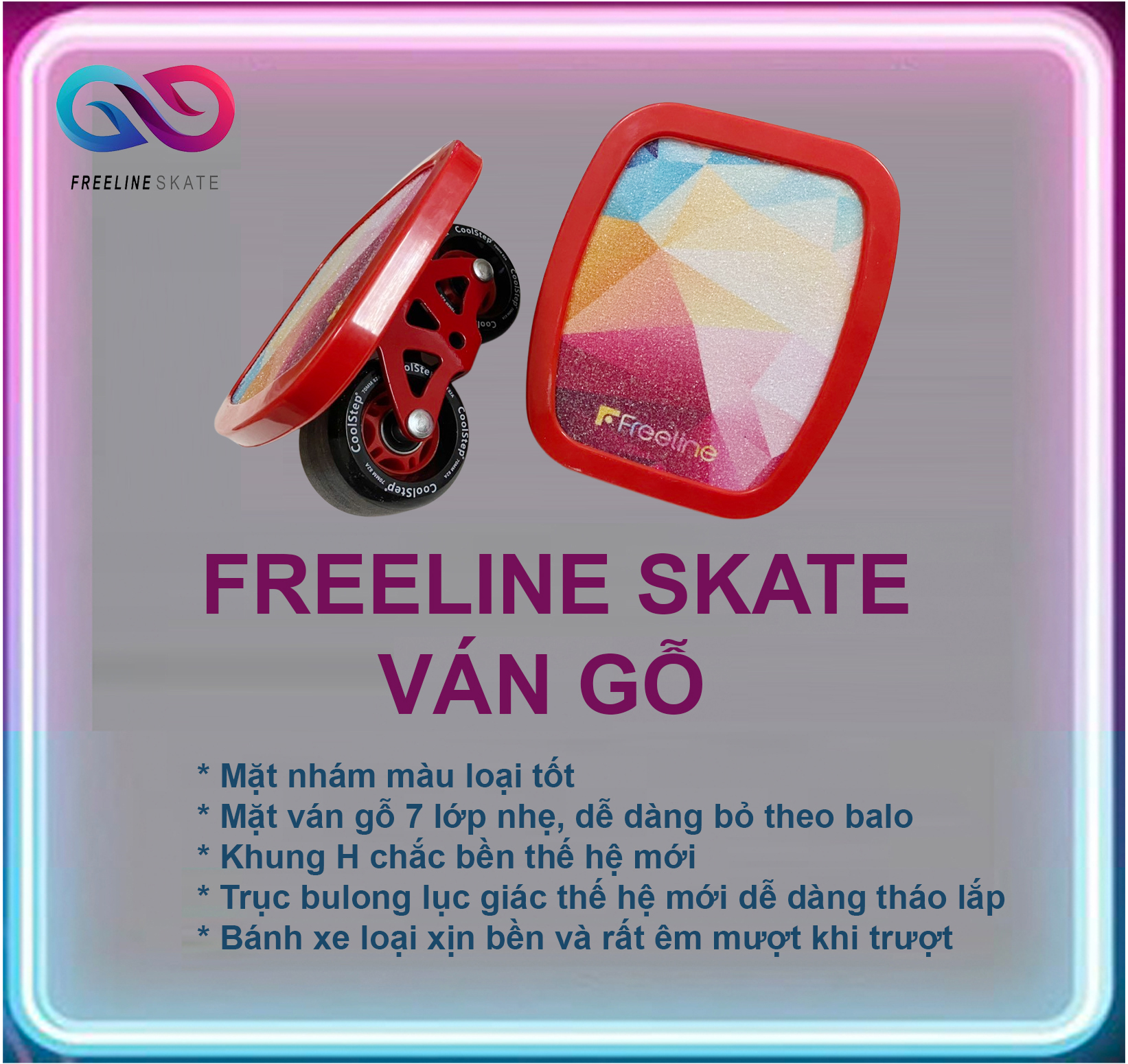 [FREELINE] VÁN TRƯỢT FREELINE SKATE GỖ BÁNH TRUNG (SIÊU BỀN, NHẸ VÀ LƯỚT)