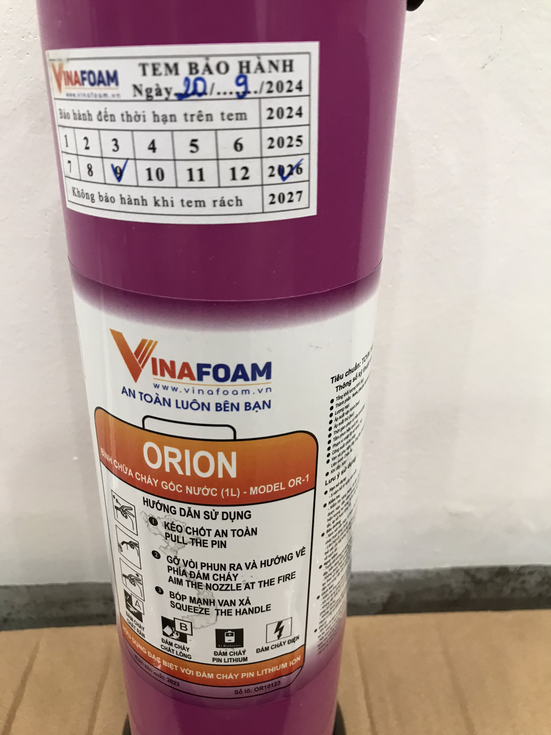 Bình chữa cháy mini 1 lít OR1 VINAFOAM