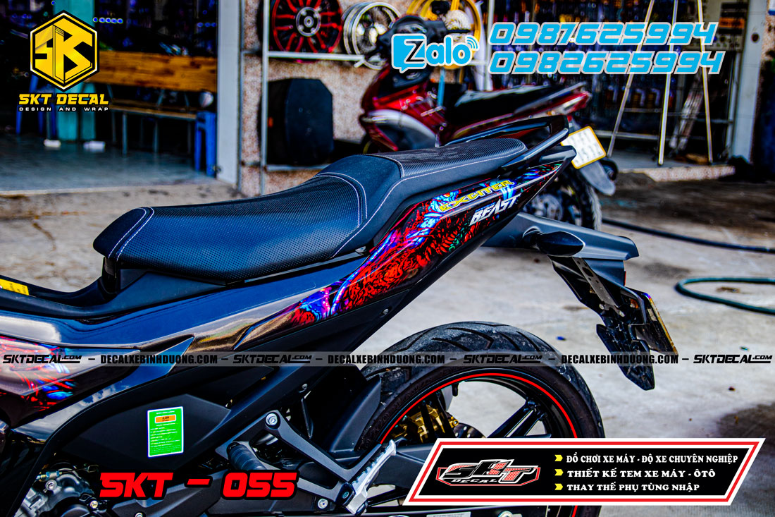 tem trùm exciter 155 đen bóng ác quỷ