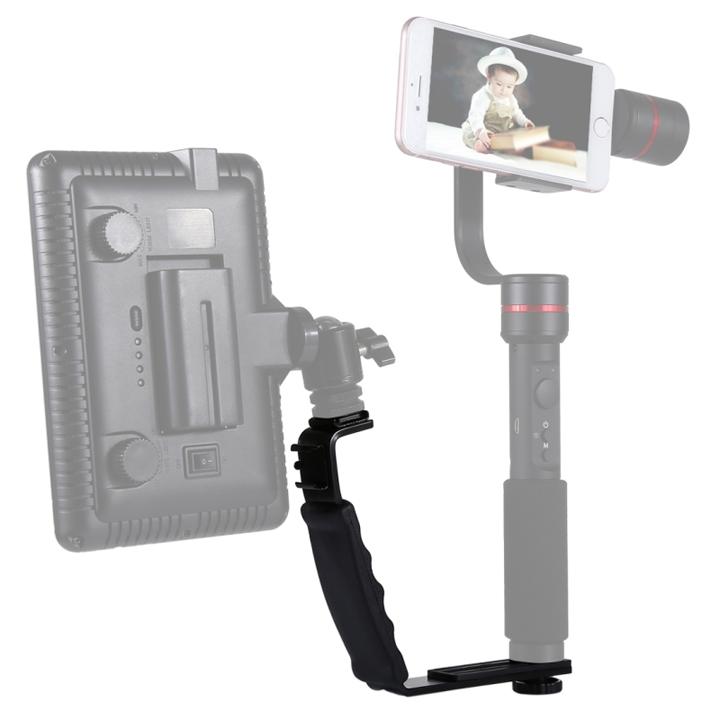Thanh Bracket chữ L gắn đèn Led Microphone Flash 2 chân hot shoe