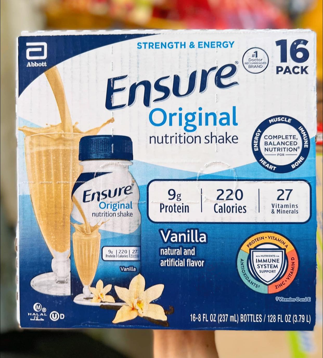 Thùng 16 chai Sữa nước dinh dưỡng Ensure Original hương vị Vanilla nhập