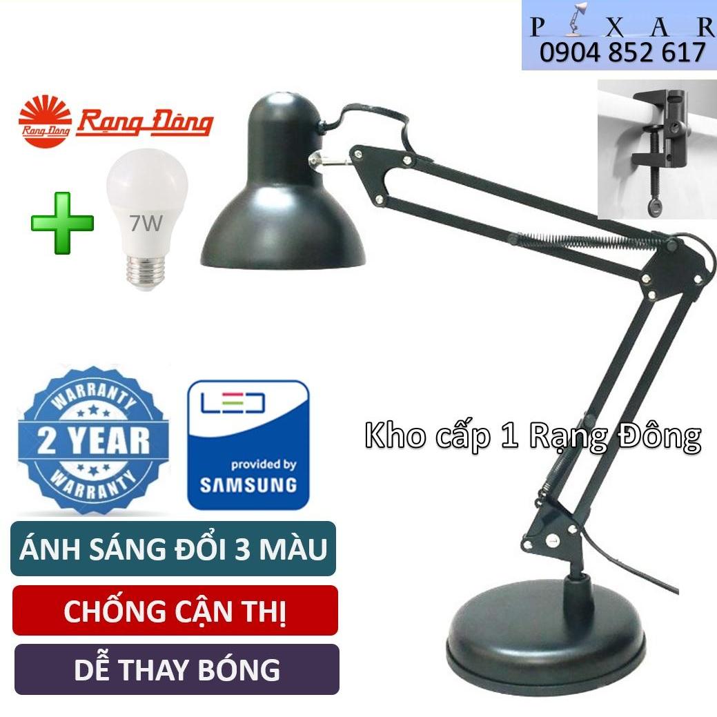 Đèn học kẹp bàn, Bóng 7W LED Đổi 3 Màu Rạng Đông, SAMSUNG ChipLED, kèm Đế và kẹp bàn, Mã: PX 02