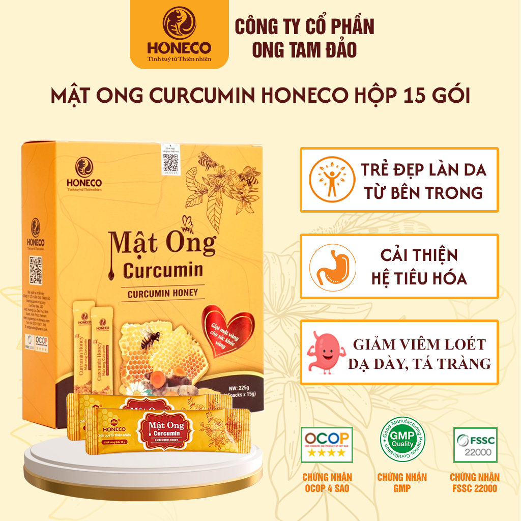 Mật ong nghệ Curcumin HONECO (Hộp 15 gói x 15g)