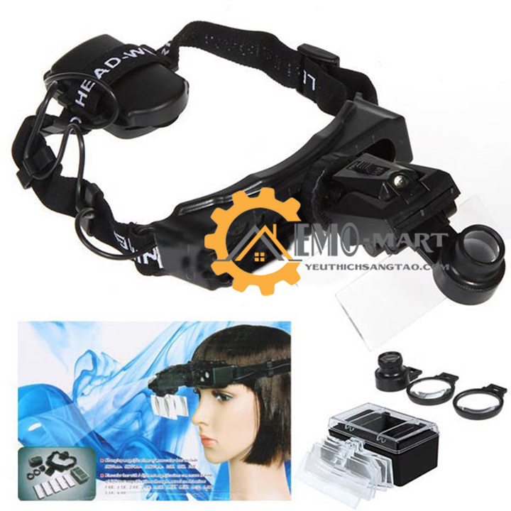 [FreeshipMAX] Kính lúp đeo đầu có đèn v3
