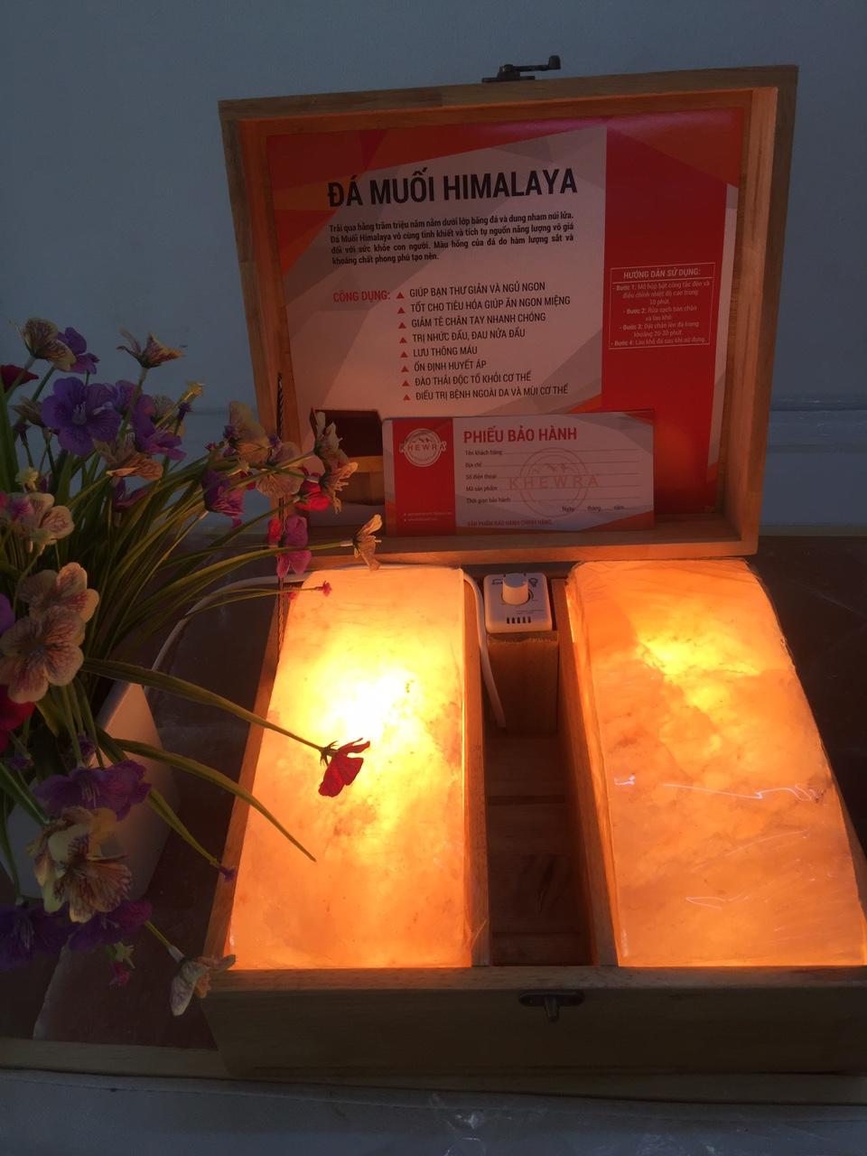 Hộp đá muối massage chân Himalaya đá đôi (loại 2 viên cong cao cấp)