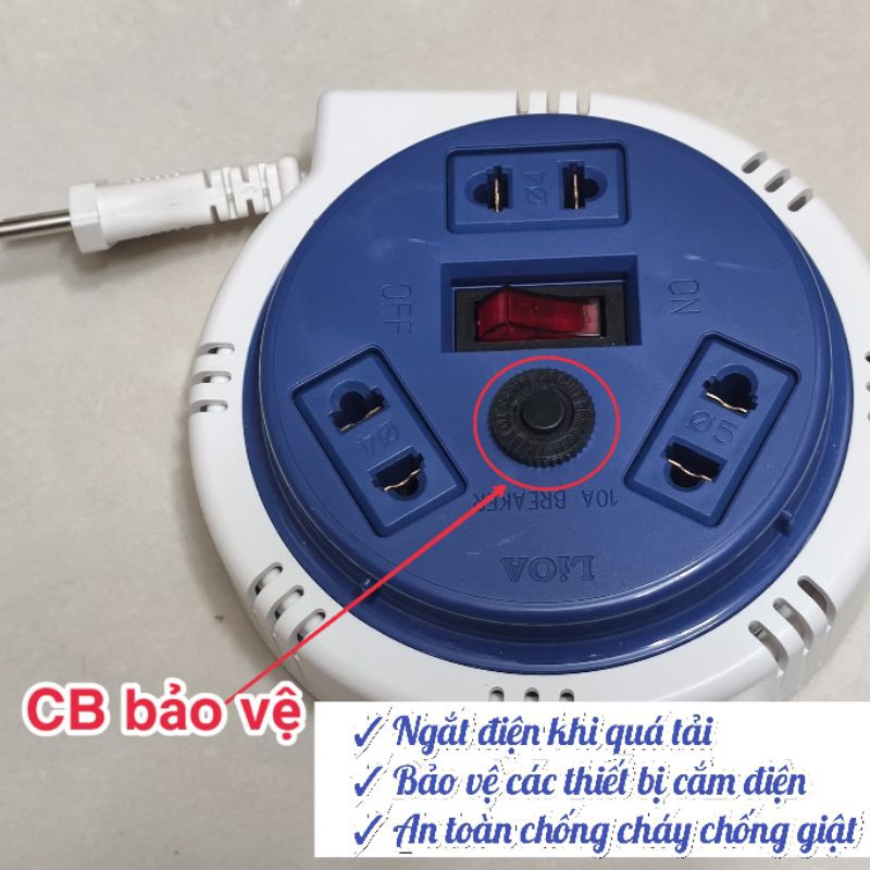 Ổ cắm quay LiOA MINI du lịch dây dài 3 Mét