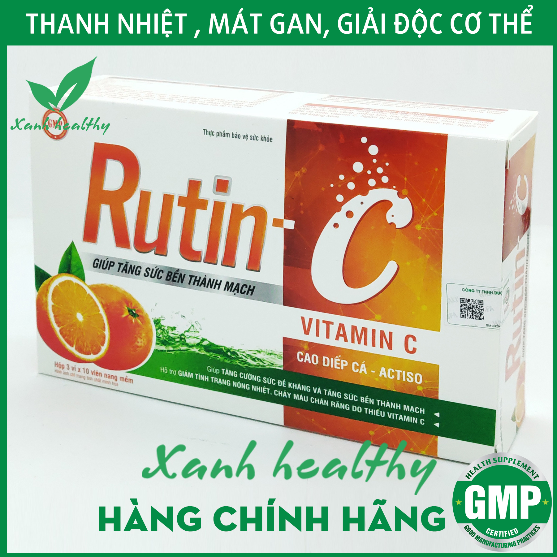 RUTIN C Actiso Diếp Cá-Viên uống giảm viêm nhiệt miệng, giảm táo bón, tiêu trĩ, nhuận tràng, thanh nhiệt cơ thể - thành phần thảo dược - Hộp 30 viên Hàng chính hãng