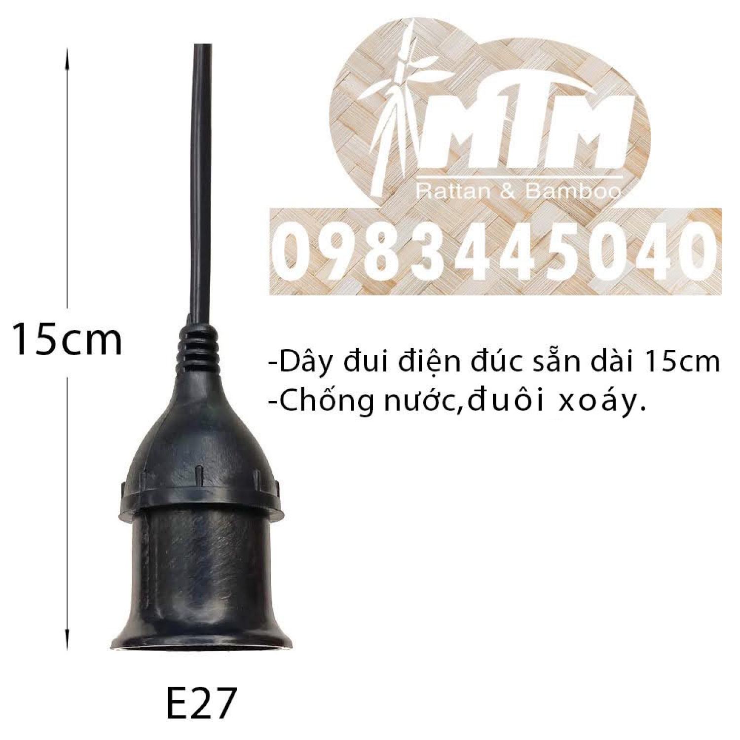 Dây đui đèn đúc E27 -  đuôi xoáy, chống nước