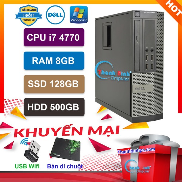 Máy Tính Đồng Bộ Dell Cấu Hình (Core I7 4770 / 8G / SSD 120GB / HDD 500G) - Máy Tính Văn Phòng - Bảo Hành 24 Tháng.