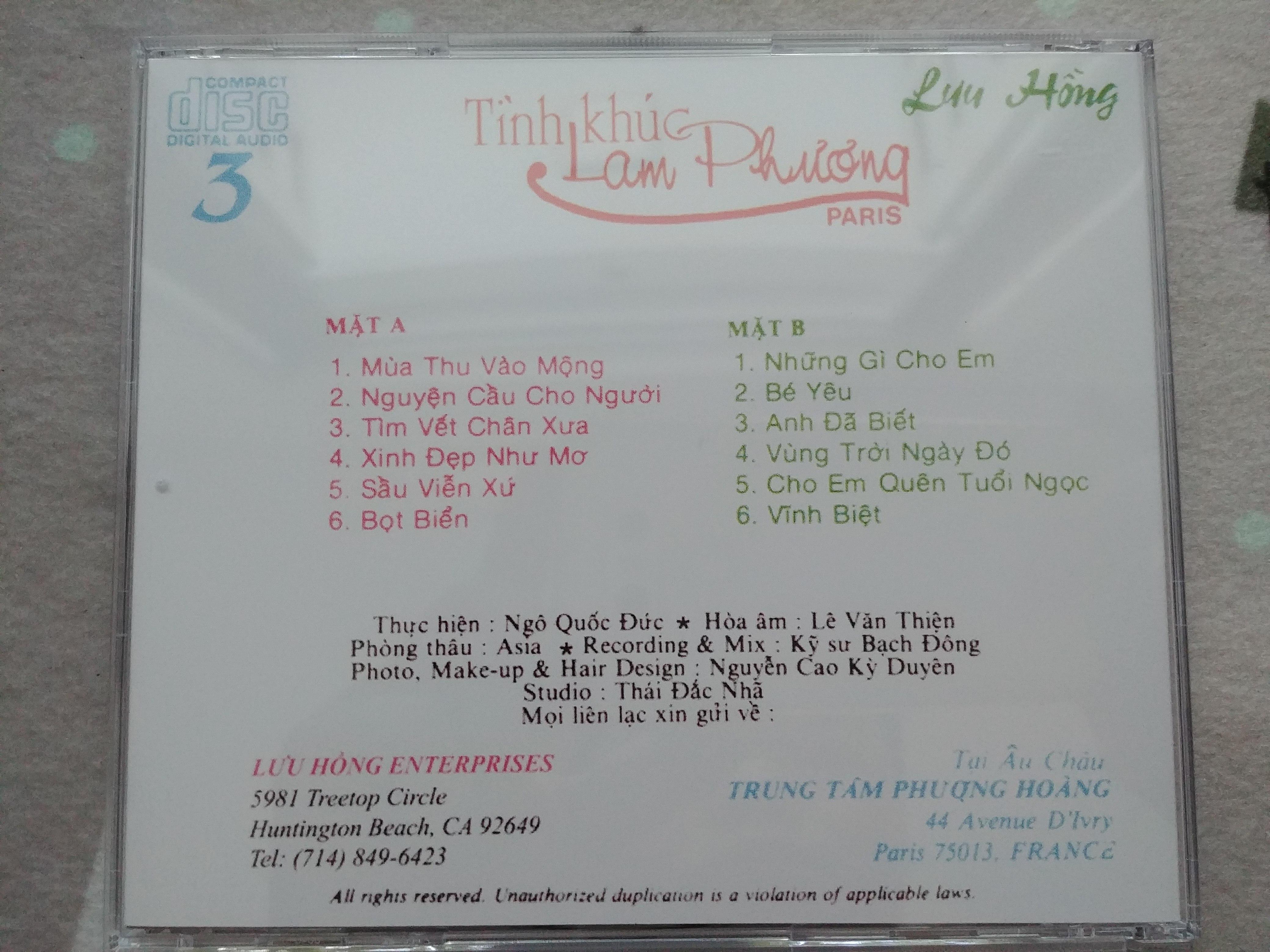 CD Lưu Hồng - Tình Khúc Lam Phương