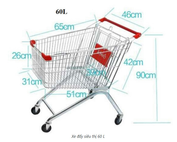 Xe đẩy siêu thị 60lít