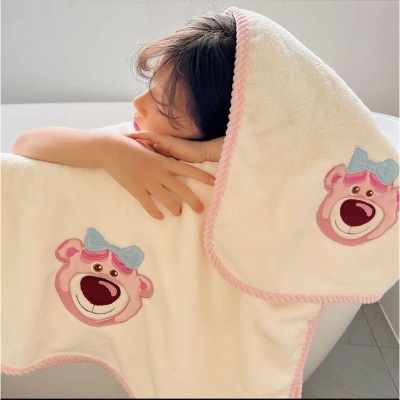 Set 2 Khăn Tắm, Khăn Mặt Gấu Hồng LOTSO