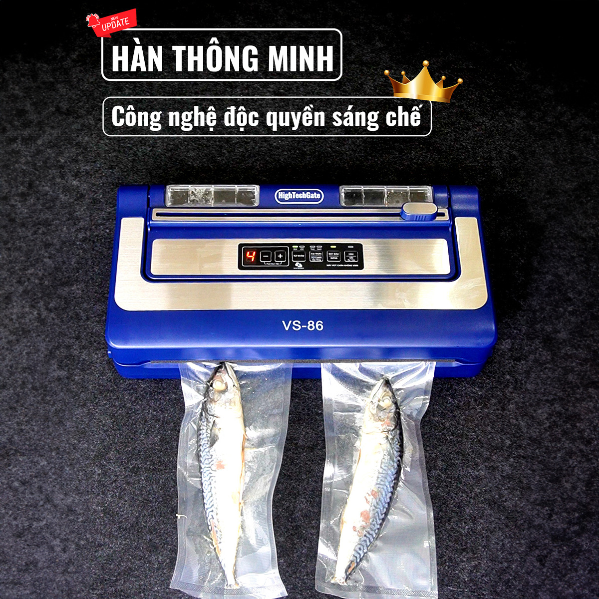 Máy hút chân không HTG-VS-86, hút mọi loại túi, công nghệ mới với chế độ hàn thông minh, hút 2 động cơ mạnh mẽ, hút và thổi phồng, hàng chính hãng