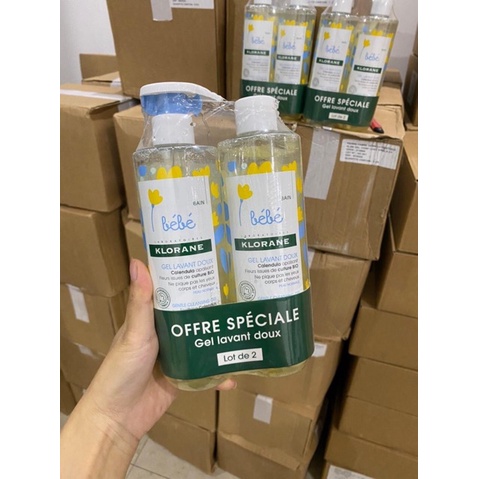 Combo 2 chai Sữa tắm Klorane Bebe 2in1 Pháp