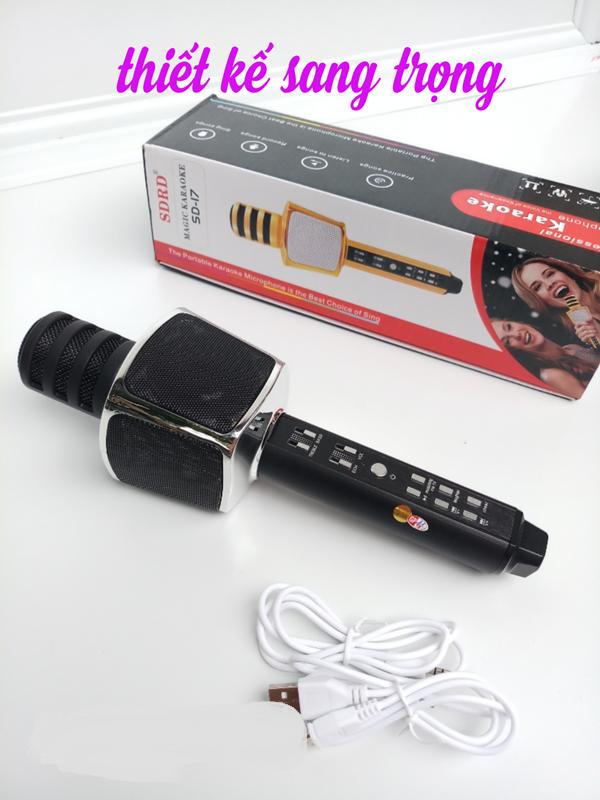 [CHẤT PHÁT NGẤT] Micro karaoke kèm loa bluetooth cao cấp 3 trong 1 SDRD SD 17 hiệu chỉnh được bass treable ấn tượng, có khe cắm thẻ nhớ, phiên bản nâng cấp của SD 10 [GoodShop4U]