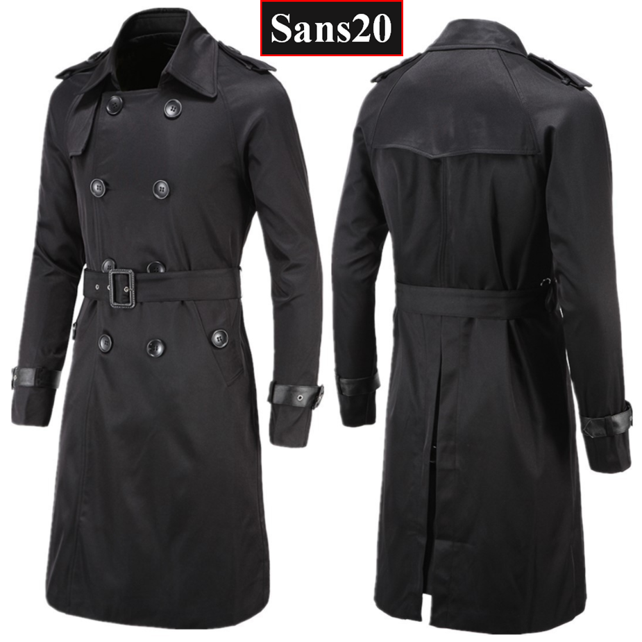 Áo khoác kaki nam dáng dài Sans20 măng tô cao cấp khaki kèm đai mangto hàn quốc trench coat men có bigsize 2XL 3XL 4XL