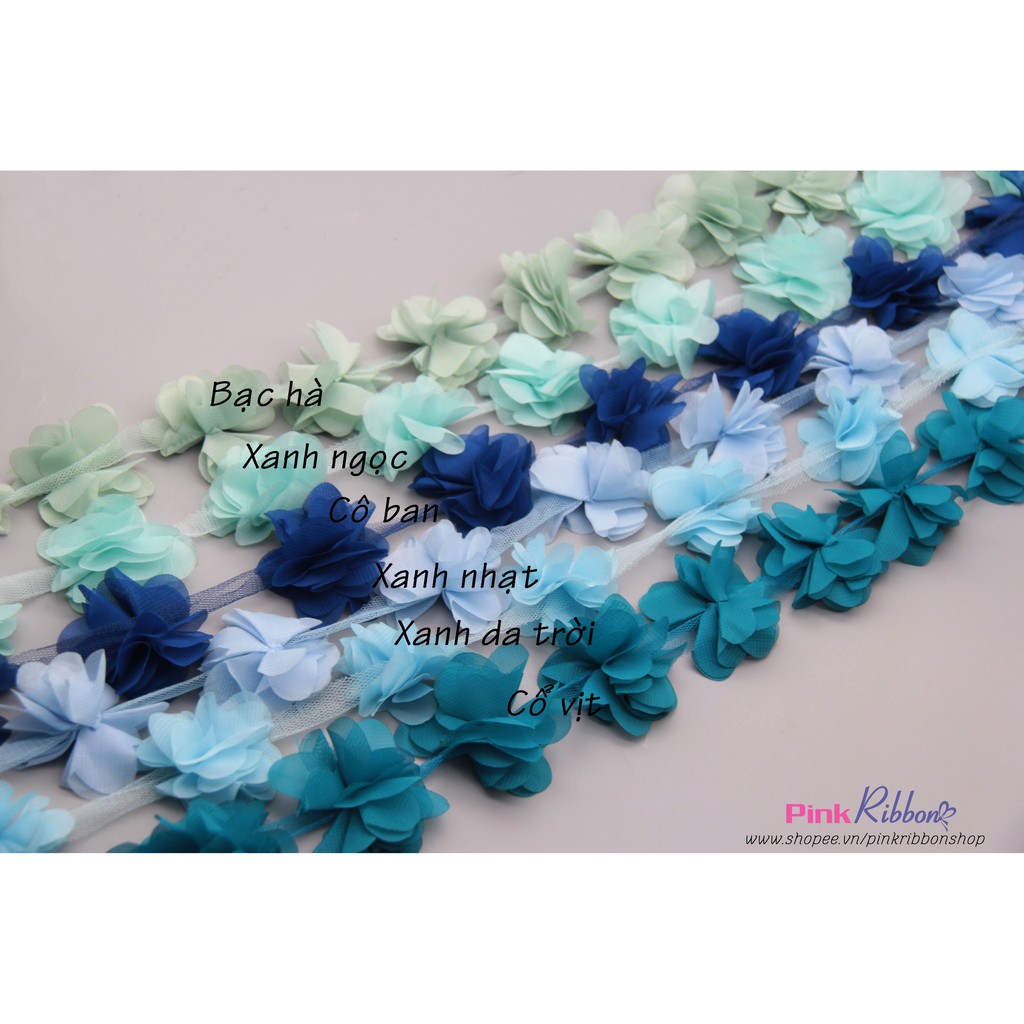 Dây hoa chiffon, hoa 6cm (Dây 13 hoa)