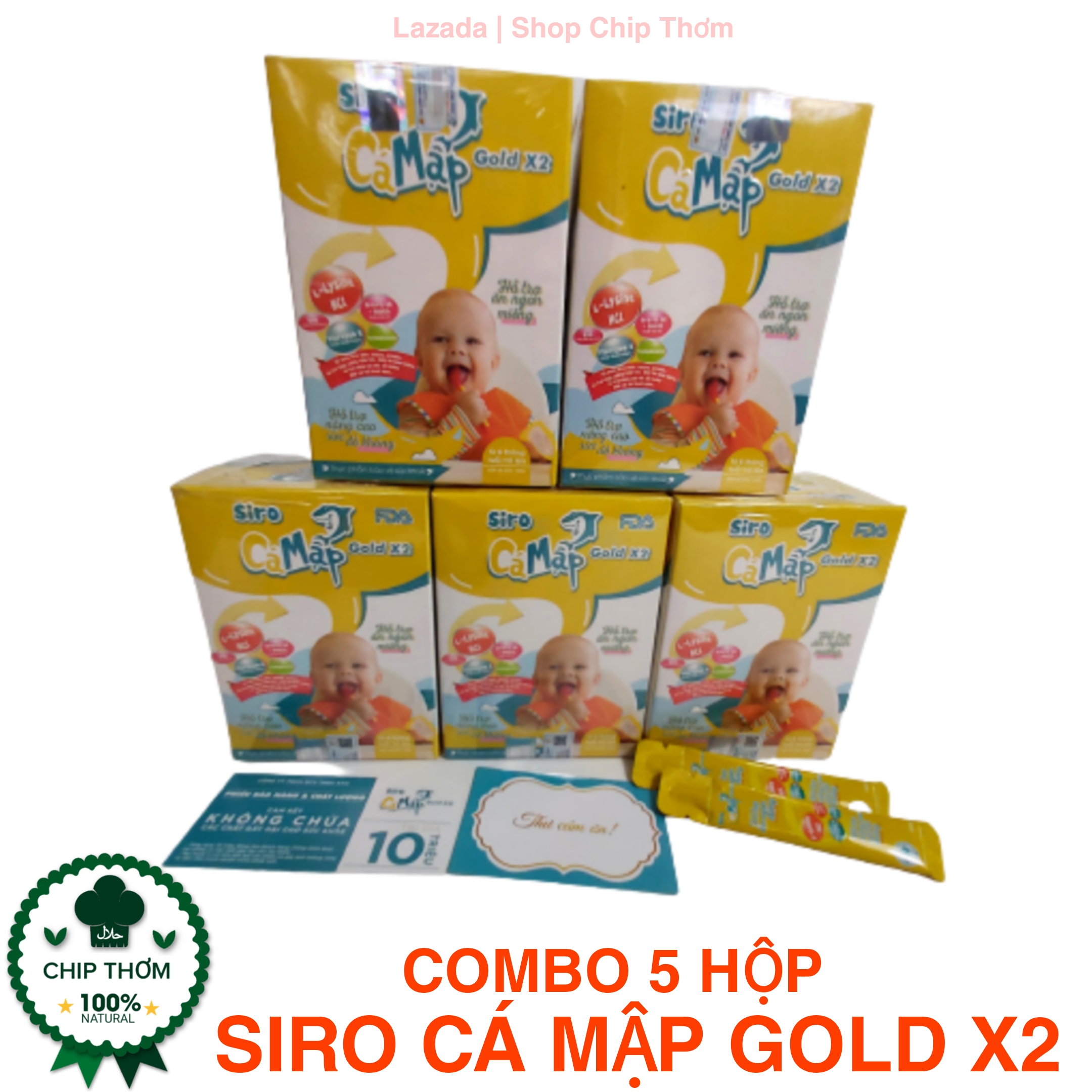 Combo 5 hộp siro cá mập gold x2 - siro ăn ngon, ngủ ngon, tăng cân cho bé