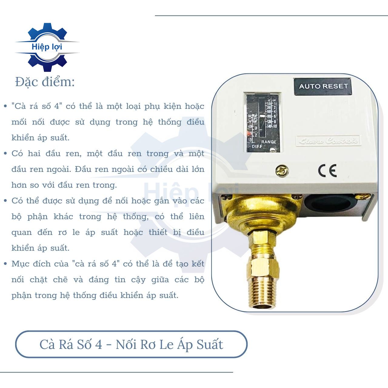 Cà rá ren trong số 4 – nối rơ le áp suất máy – dễ lắp, kín hơi, dùng bền cho hệ thống