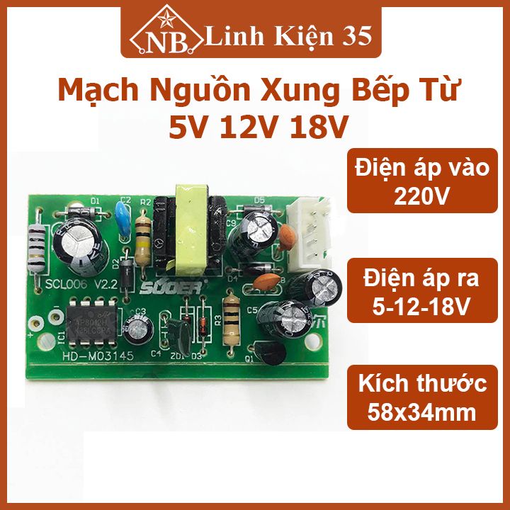 Bo mạch nguồn xung đa năng 5v 12v 18v cho bếp từ