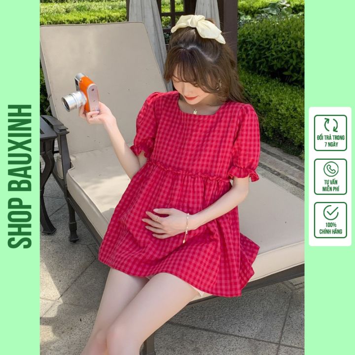 Áo bầu thiết kế kẻ xinh (ảnh thật)