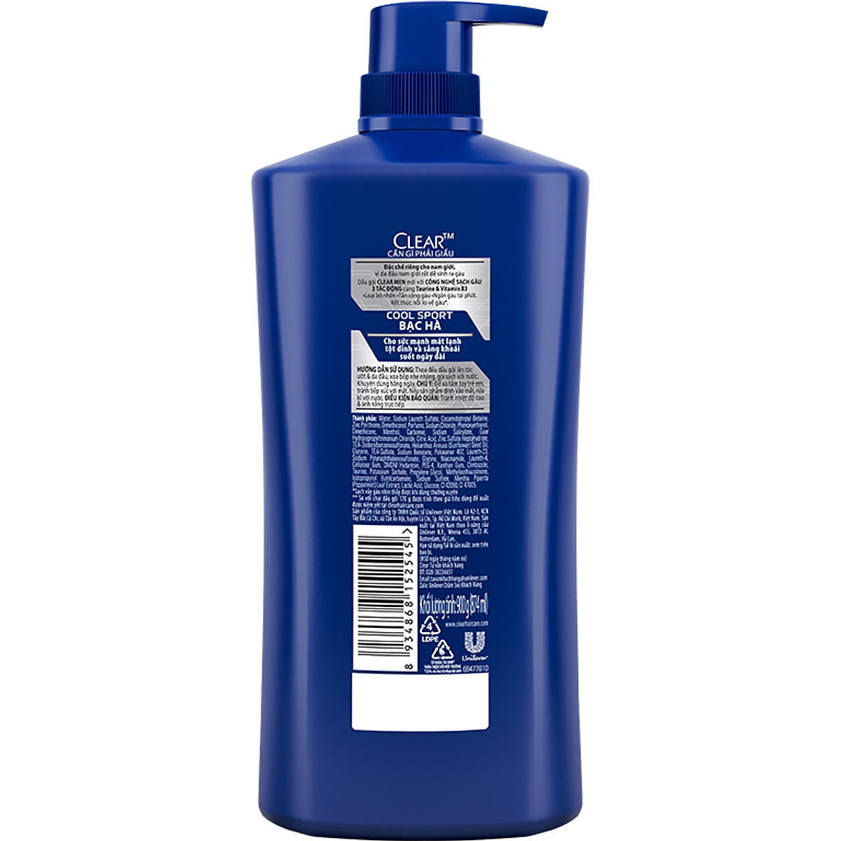 [HCM]Dầu gội Clear men bạc hà mát lạnh 900g (Mẫu Mới Date 2025)