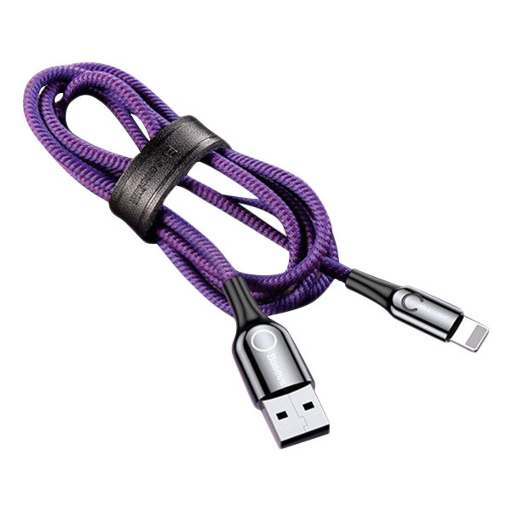 Baseus Cáp sạc Lightning tự ngắt cho iPhone iPad (2.4A, Sạc nhanh, Sợi Carbon Siêu Bền)
