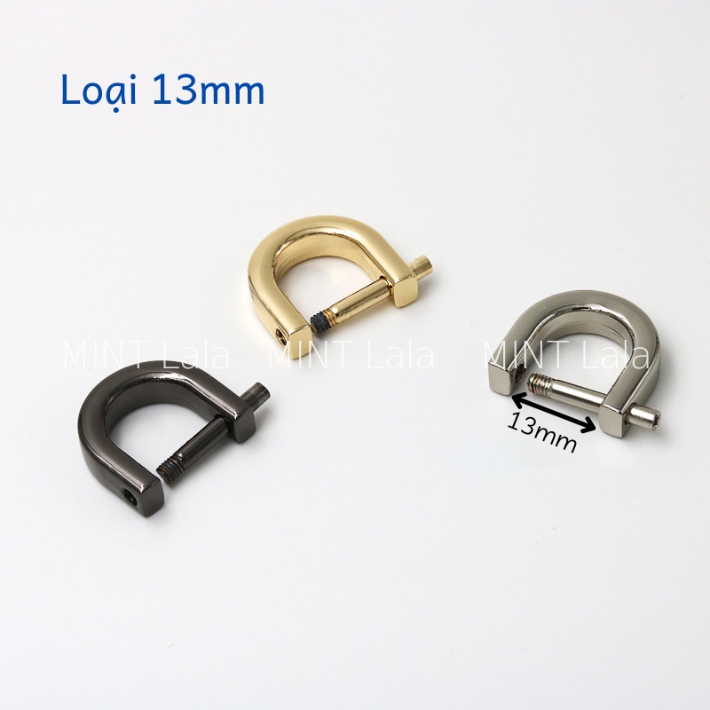 Móc khóa khoen chữ d kim loại có chốt tháo rời 13mm - 16mm
