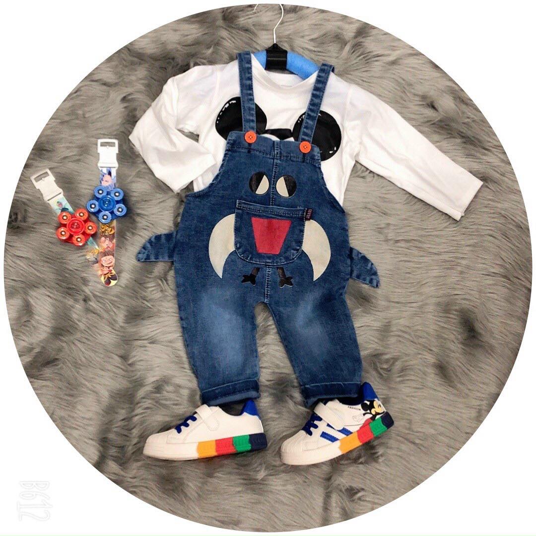 [HCM]Quần Yếm Jean Bò Nhiều hình Cho Bé Trai Bé Gái Từ 1 Đến 4 Tuổi Chất Jean Dày Dặn Co Giãn Tốt Tạo Sự Thoải Mái Cho Bé