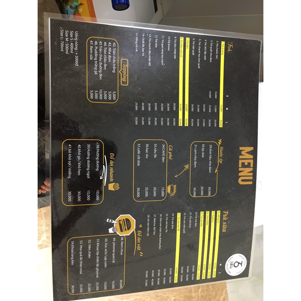 In Menu Giá Rẻ Ép Plastice Theo Yêu Cầu