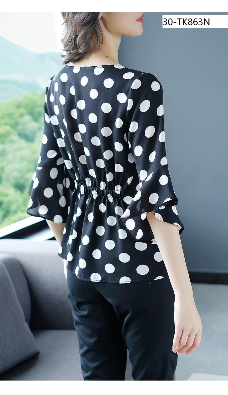 TK863N-ÁO KIỂU CHẤM BI TAY LOE S-6XL