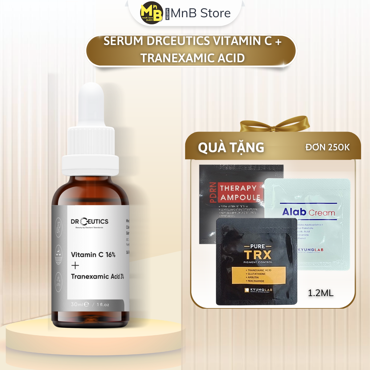 Serum DrCeutics Vitamin C 16% + Tranexamic Acid 3% sáng da, mờ thâm sạm 30ml