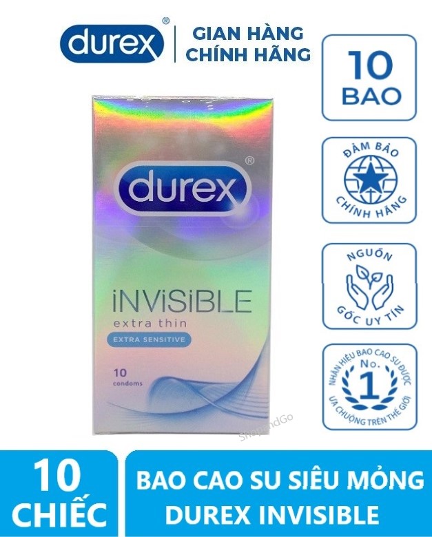 Bao Cao Su Durex Invisible Extra Thin Sensitive - Hộp 10 Cái