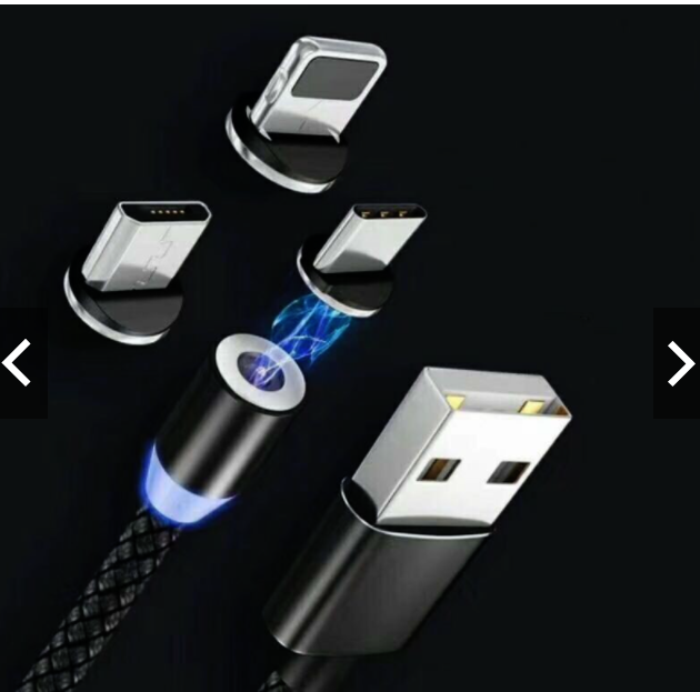 Cáp sạc từ hít nam châm 3 đầu(I.phone/ Micro/ Type C) xoay 360 độ