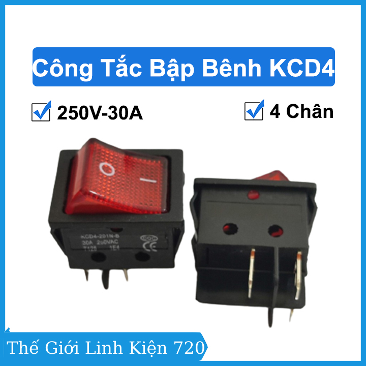 Công tắc bập bênh kcd4 250v 30a 4 chân, công tắc máy hàn chịu tải lớn
