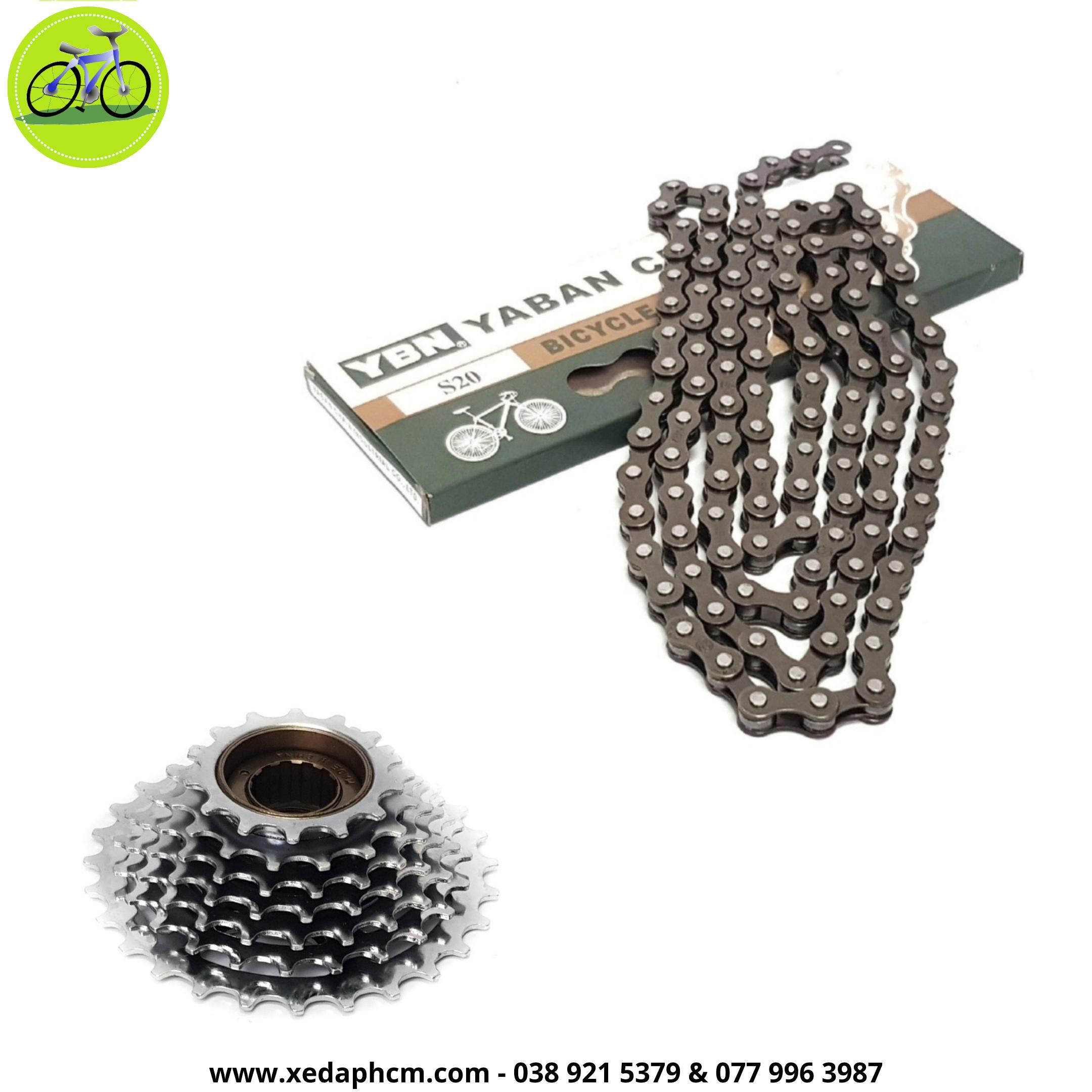 Bộ xích sên xe đạp thể thao ybn và líp xe đạp 7 tầng thể thao xi