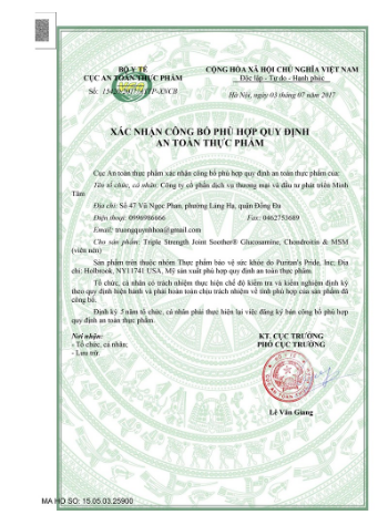 Glucosamin MSM Puritan's Pride Mỹ 180 viên