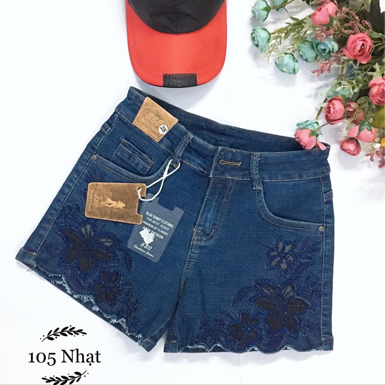 [HCM]Quần sọt jean thêu hoa đính cườm (có big size) JST