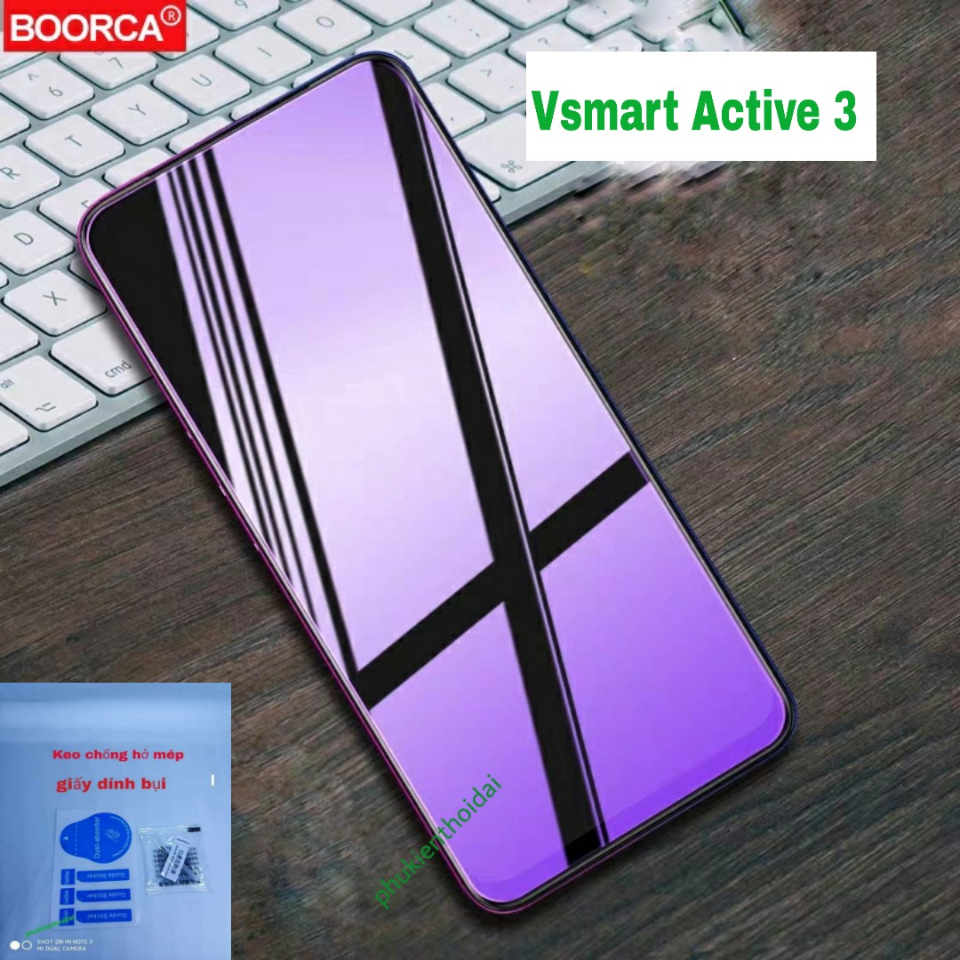 Kính cường lực Vsmart Active 3 tím chống tia UV hại mắt 9H / 2.5D ( TẶNG KEO MÉP )