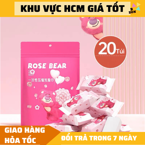 (HCM) Bịch 20 khăn giấy nén gấᴜ dâu dễ thương