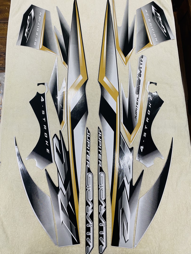 Nguyên bộ tem rời 3 lớp zin thái dán xe máy Yamaha Jupiter Gravita màu xám siêu sắc nét