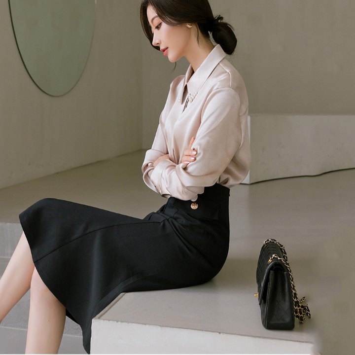 Chân váy công sở dáng xòe dài qua gối CV0086