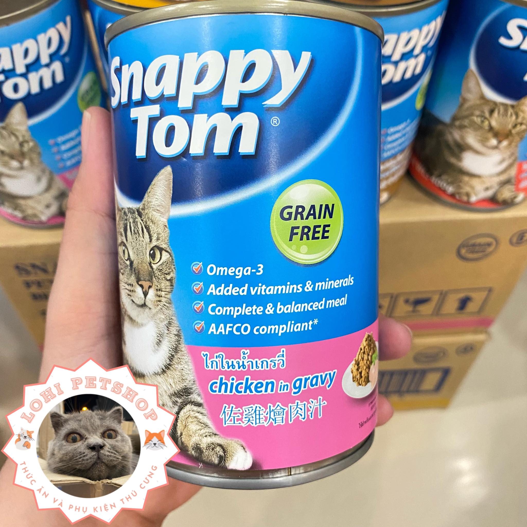 Thức ăn pate lon snappy tom 400gr cho mèo lớn