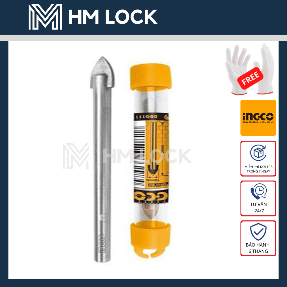 Mũi khoan gạch và kiếng ingco 4, 5, 10, 12mm - hàng chính hãng - dbg1110401 dbg1110501 dbg1111001 dbg1111201