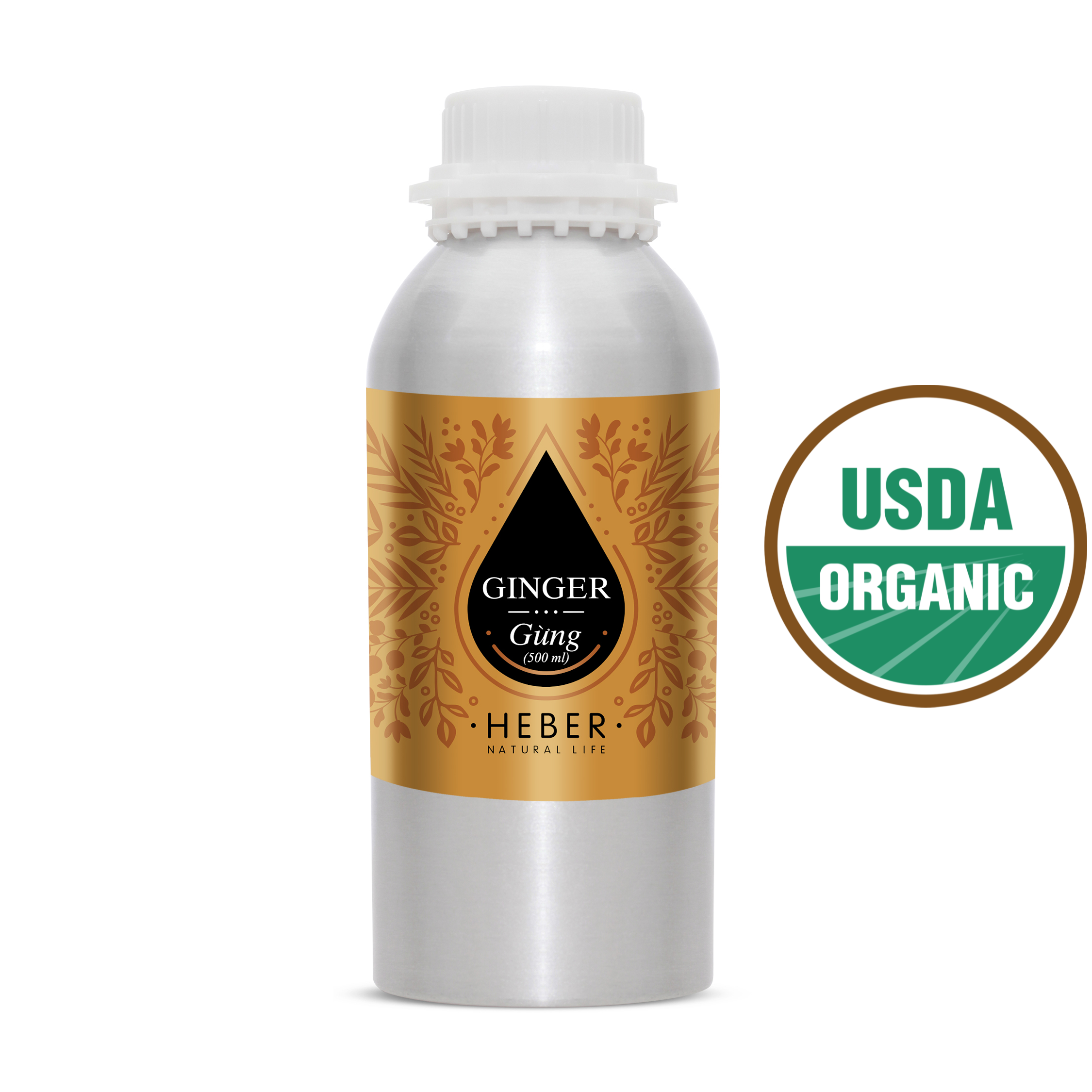(Chai Lớn 500ml/1000ml) Tinh Dầu Gừng Ginger Essential Oil Heber Natural Life 100% Thiên Nhiên Nguyên Chất Cao Cấp Xông Thơm Phòng
