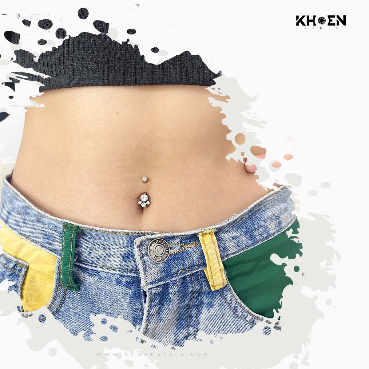 ( 1 chiếc ) Khuyên Rốn chân mèo - Titan - Khoen Store